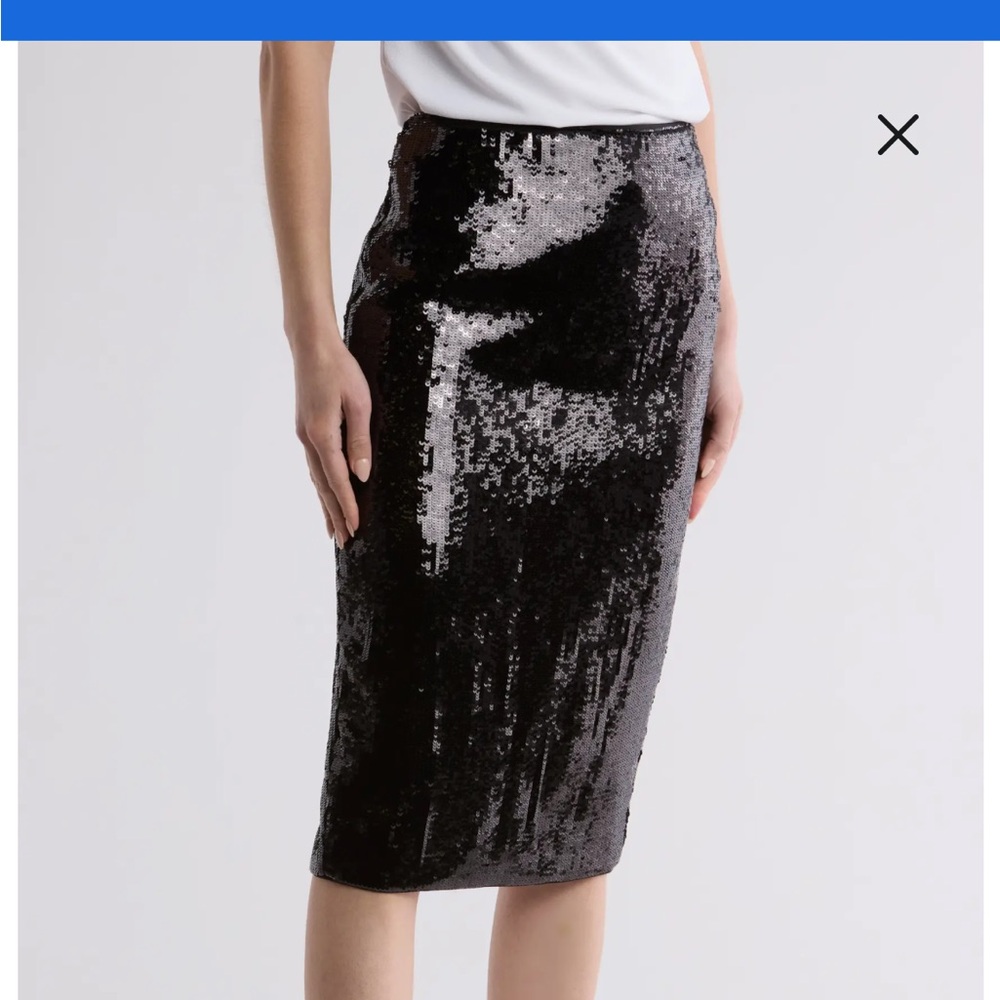 Theory Black Sequin Skirt